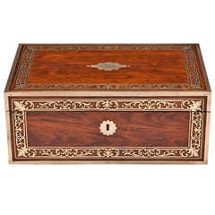 Kingwood Antique Writing Box with Brass inlays