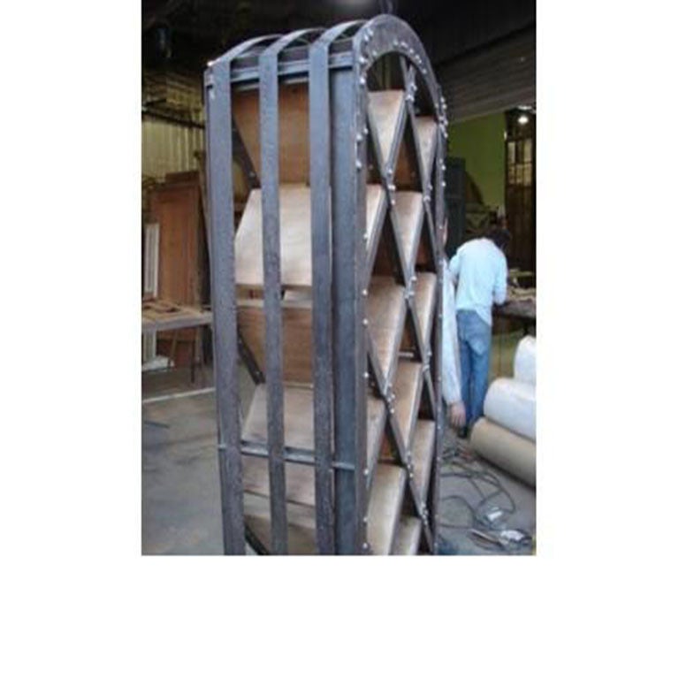 Early 20th Century Wrought Iron and Wood Wine Rack For Sale