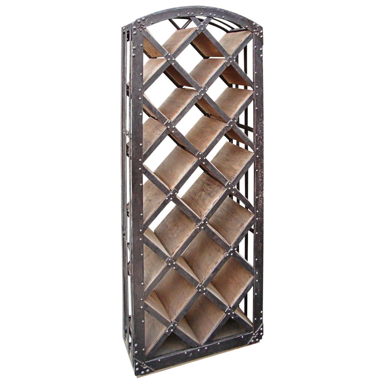 Wrought Iron and Wood Wine Rack For Sale
