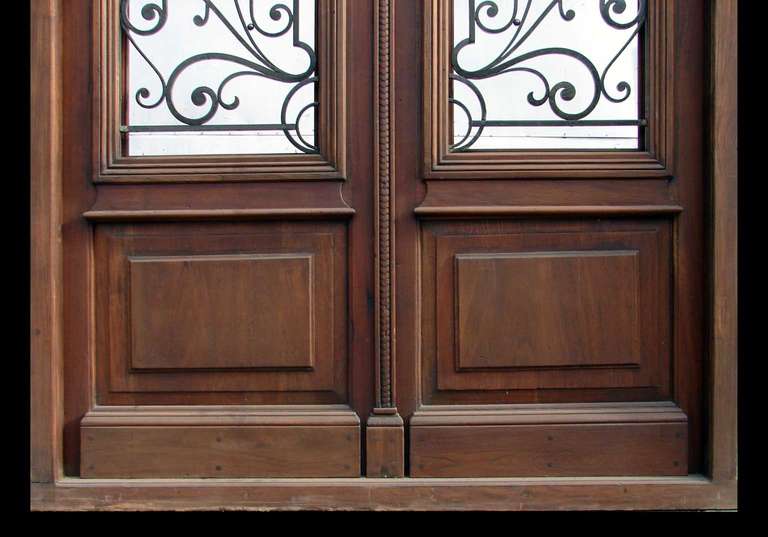 French Antique Double Entry Door Wrought iron Inserts For Sale