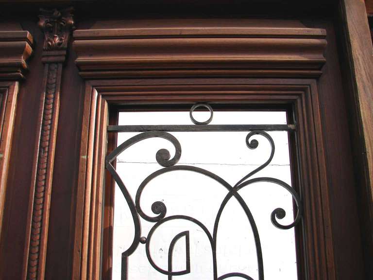 20th Century Antique Double Entry Door Wrought iron Inserts For Sale