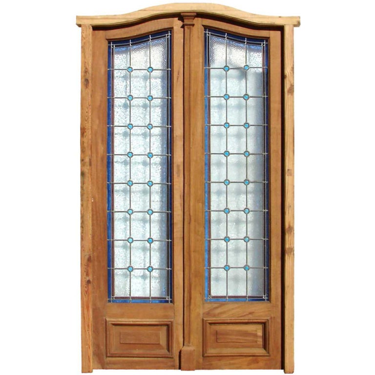 Antique Stained and leaded glass door For Sale at 1stDibs