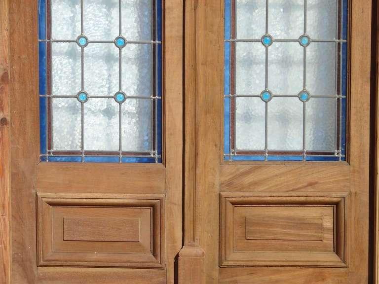 Antique Stained and leaded glass door For Sale at 1stDibs