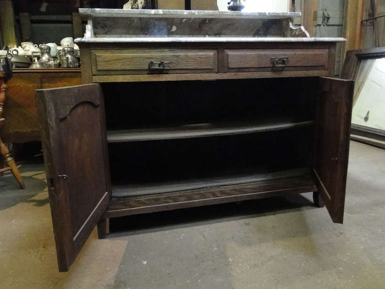 Antique Wooden Vanity with Marble Top and Sink For Sale 1
