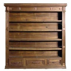 Antique Wooden Bookshelf or Wardrobe with Three Drawers