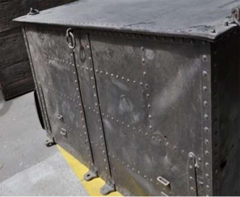 Antique iron trunk with iron studs details