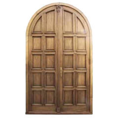 Antique Double Solid Paneled Round-Top Door