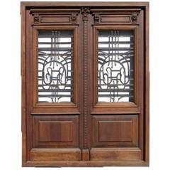 Double-Entry Door with Iron Grille