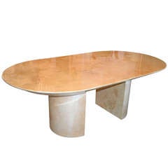 Karl Springer Lacquered Goatskin Oval Dining Table