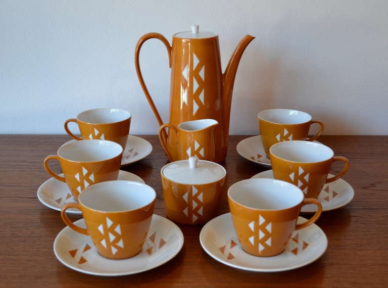 very cool 15 piece diamond pattern tea/coffee set by jonas roberts, japan