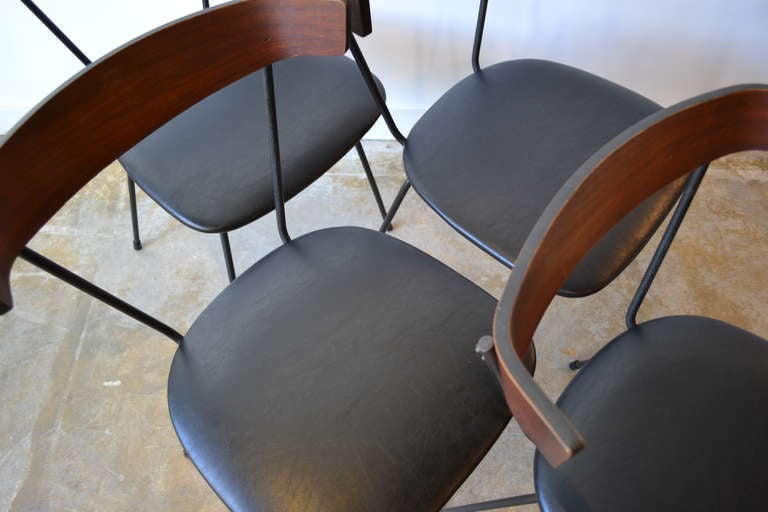 Mid-Century Modern Paul McCobb Iron and Walnut Dining Chairs