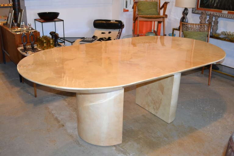 Karl Springer Lacquered Goatskin Oval Dining Table