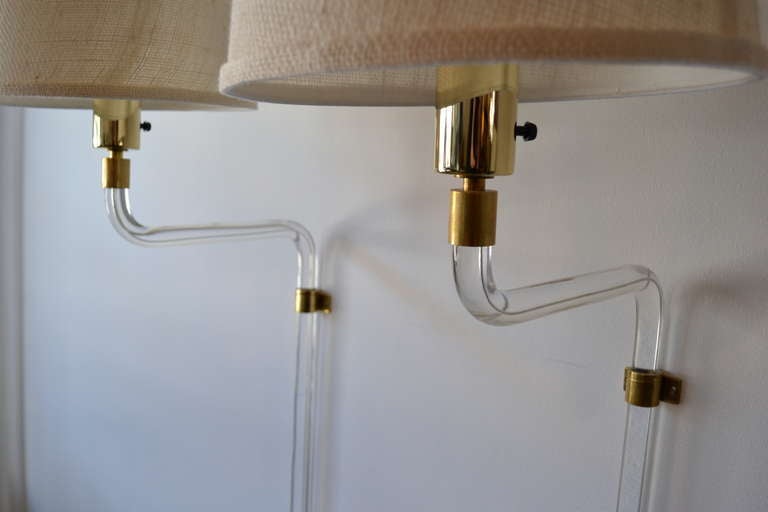 American Acrylic & Brass Sconces by Peter Hamburger