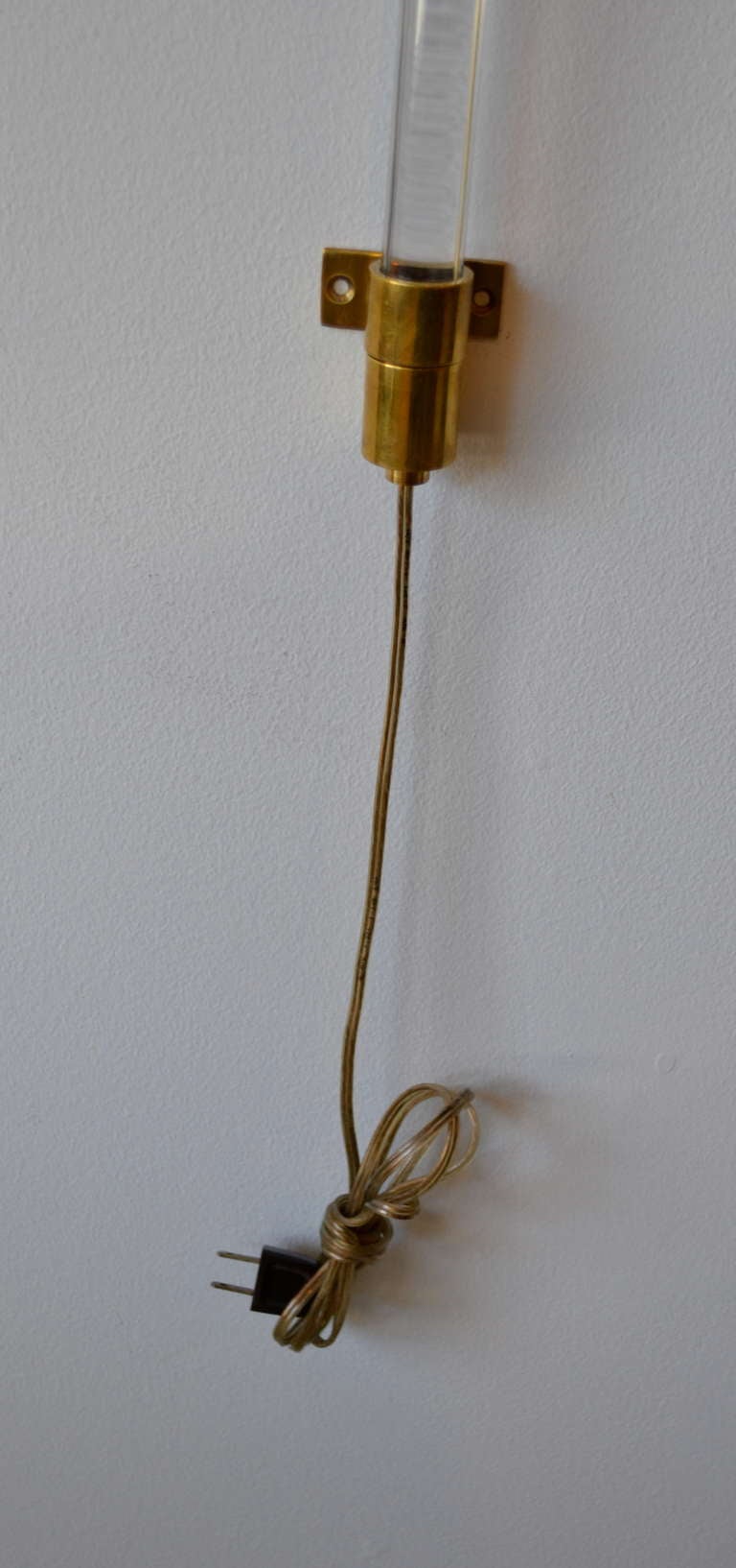 Late 20th Century Acrylic & Brass Sconces by Peter Hamburger