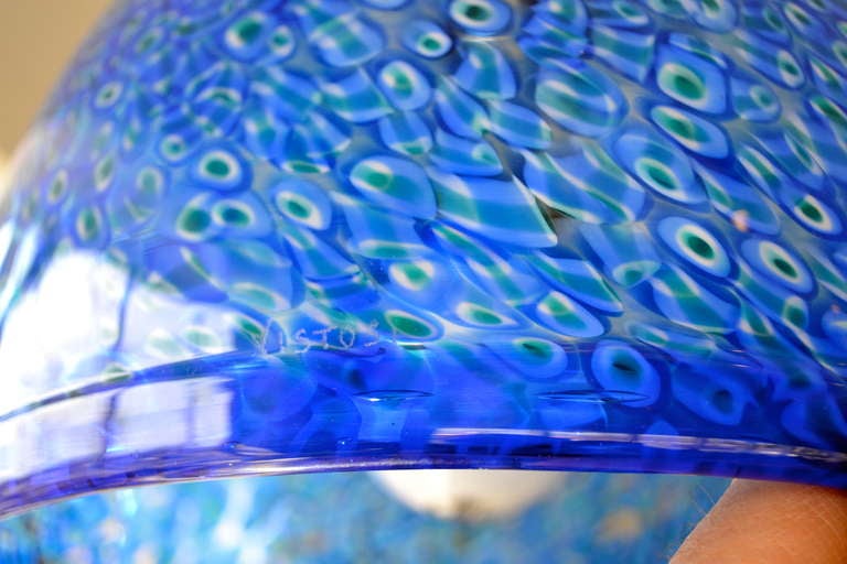 Lampe pendante en verre de Murano bleu vibrant par Vistosi Excellent état à Bedford Hills, NY