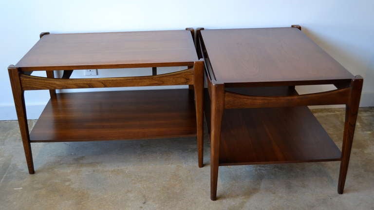 Mid-Century Modern Danish Inspired Walnut Side Tables by Bassett