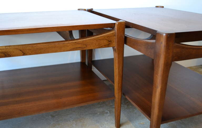 American Danish Inspired Walnut Side Tables by Bassett