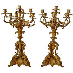 Exceptional Pair of French 19th Century Gilt Bronze Candelabras 10