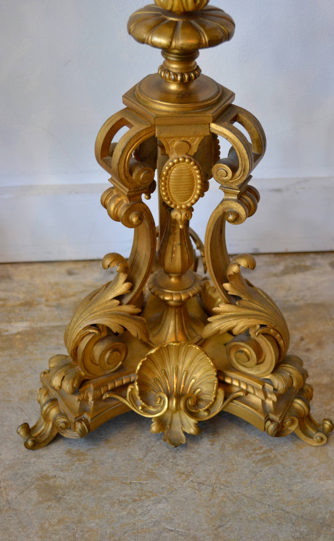 Baroque Pair of French Late 19th Century Gilt Bronze Candelabras, Fourteen Lights