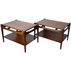 Danish Inspired Walnut Side Tables by Bassett