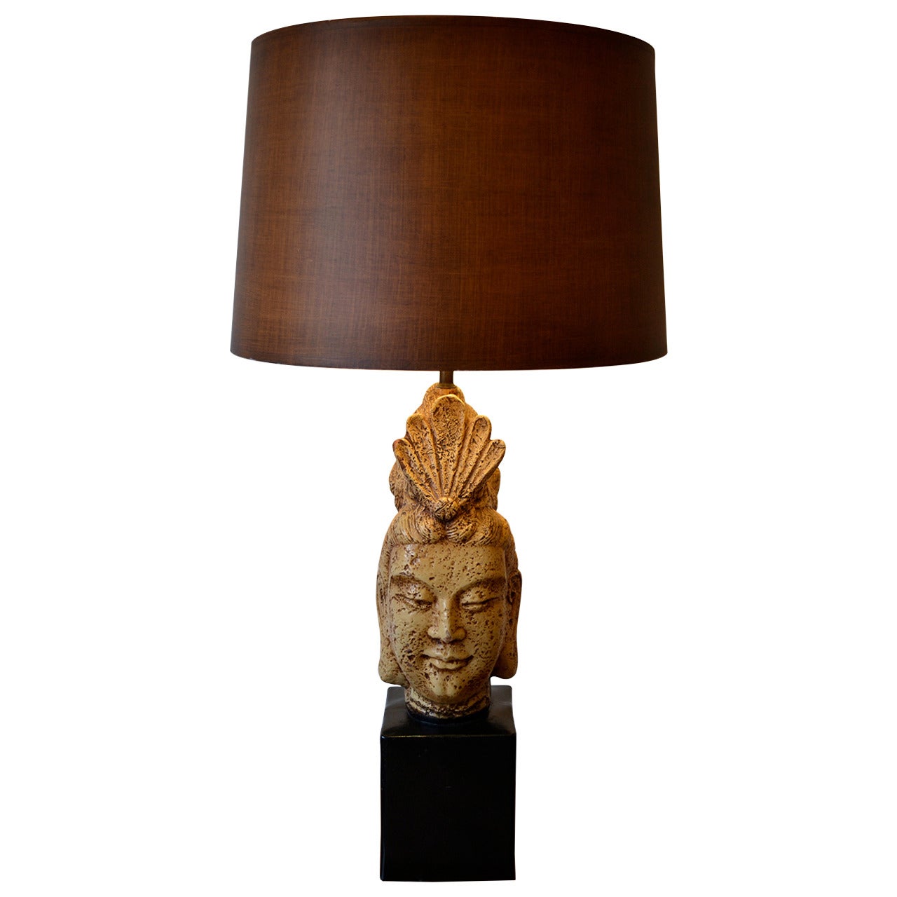 James Mont Buddha Head Table Lamp
