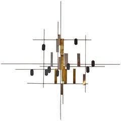 Mid Century Wire & Metal Hanging Sculpture