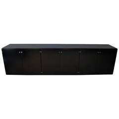 Black Lacquered Office Credenza By Gianfranco Frattini, Italy