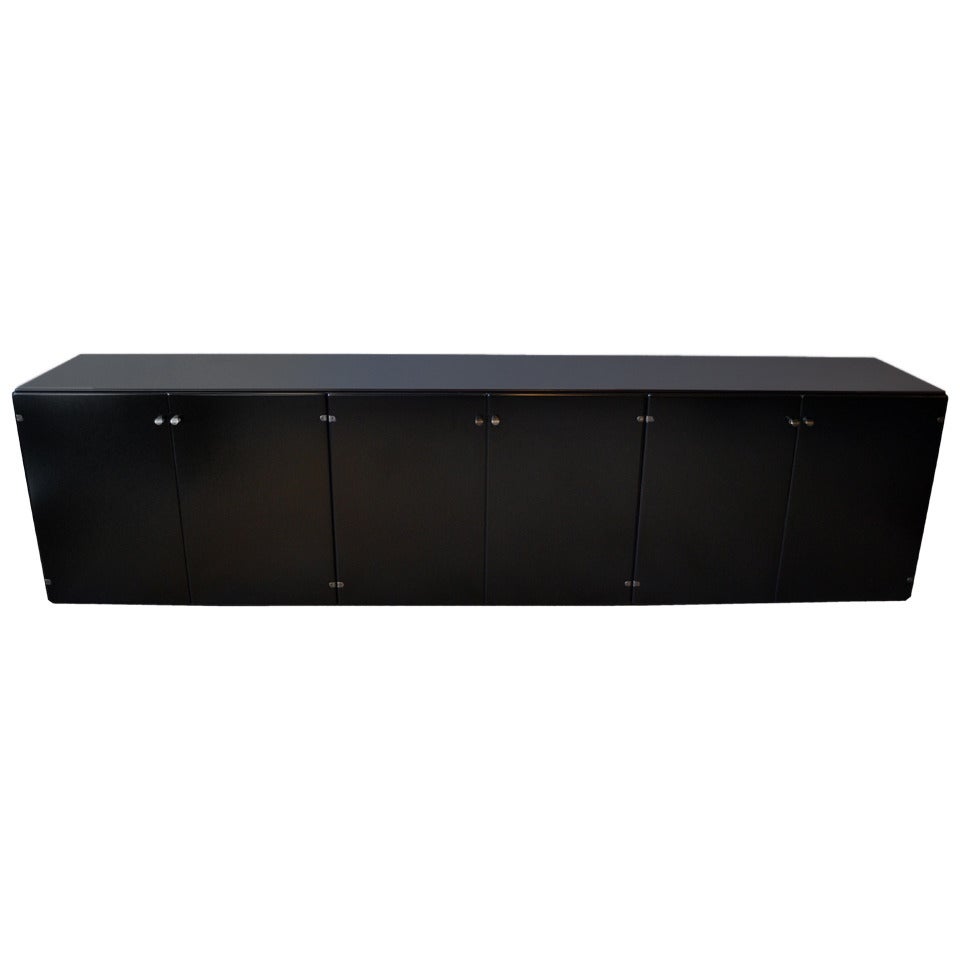 Black Lacquered Office Credenza By Gianfranco Frattini, Italy