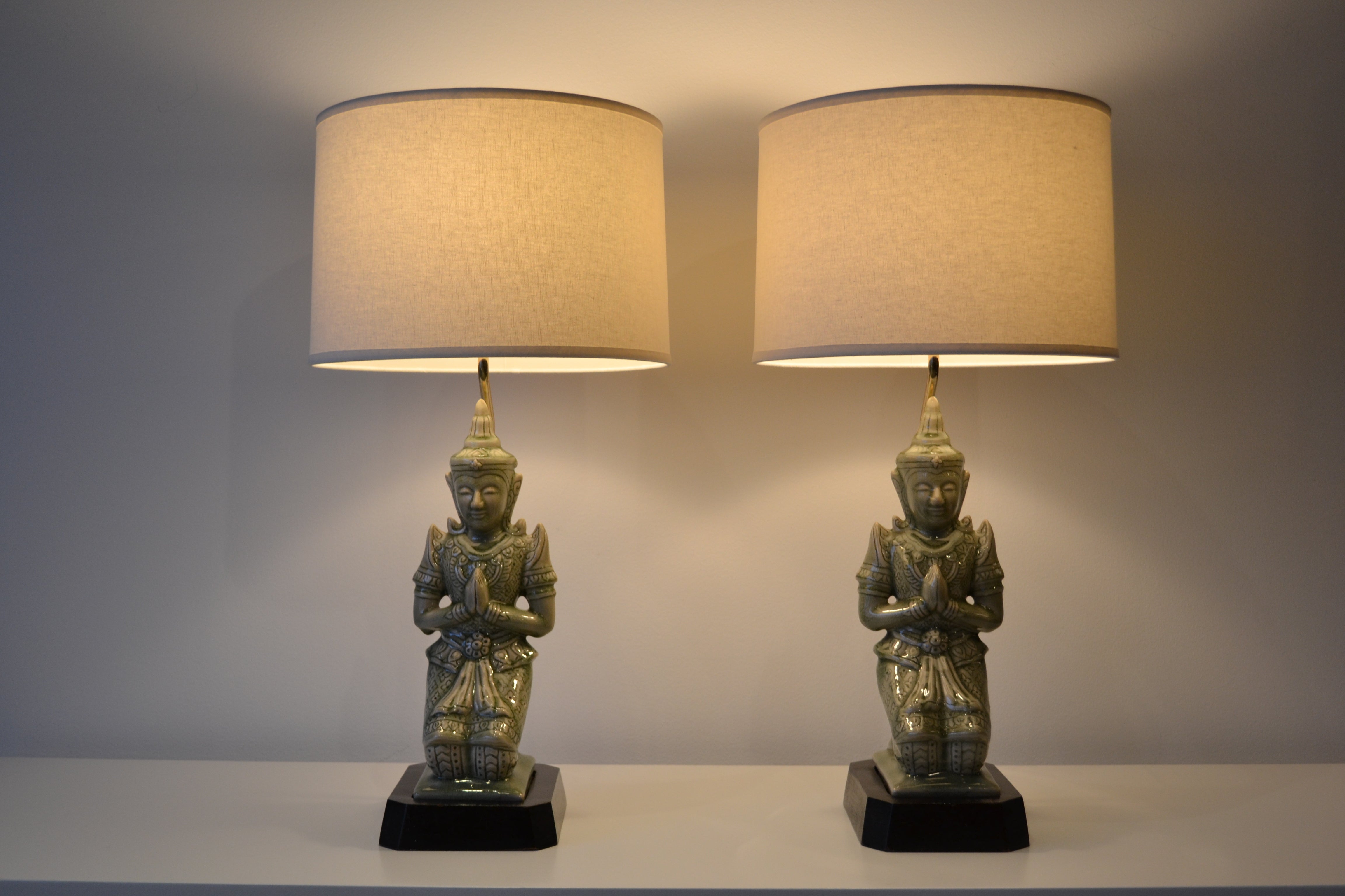 1940's Ceramic Buddha Table Lamps