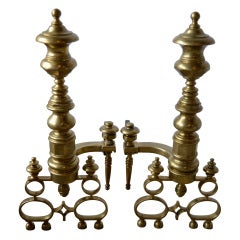 Hollywood Regency Style Brass Andirons