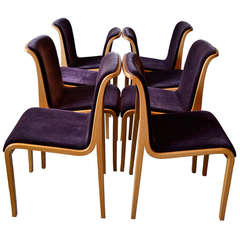 Knoll Bent Wood and Mohair Dining Chairs by Bill Stephens