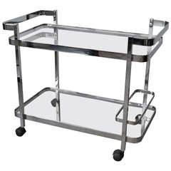 chrome bar carts Mid Century Chrome and Glass Bar Cart