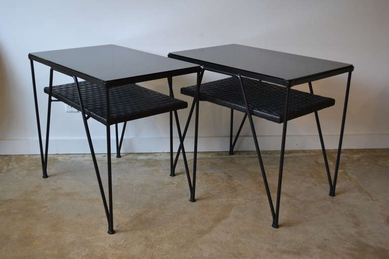 restored mid century salterini side tables designed by maurizio tempestini, new glass tops