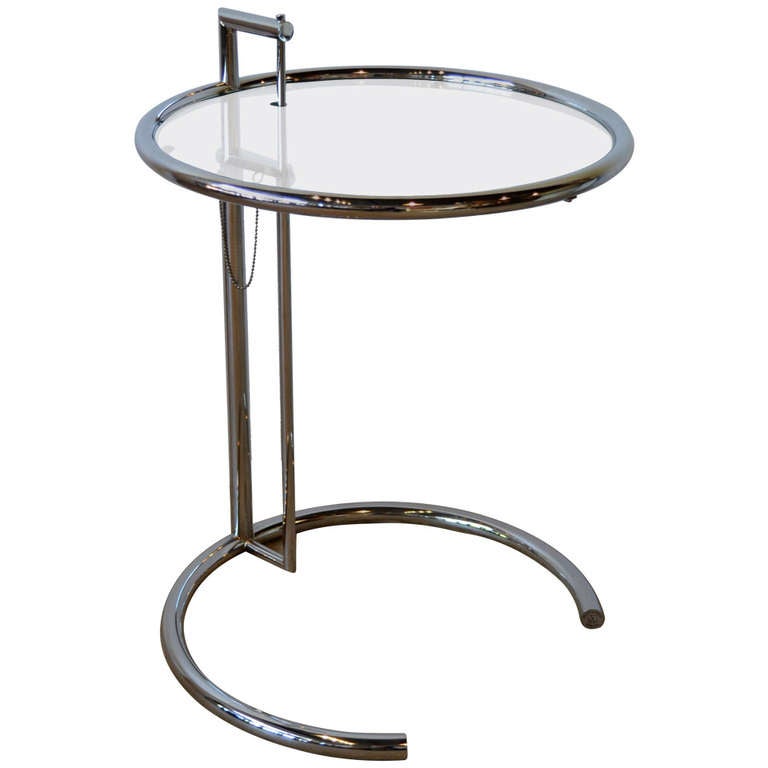 Eileen Gray Chrome And Glass Round Side Table E1027 At 1stdibs