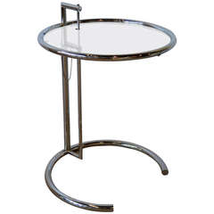 Table d'appoint ronde en verre et chrome Eileen Gray E1027
