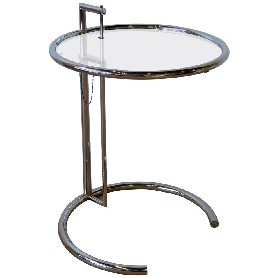 Eileen Gray Chrome And Glass Round Side Table E1027