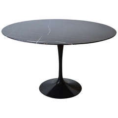 Eero Saarinen Tulip Base & Black Carrera Marble Dining Table