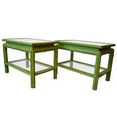 Vintage Faux Bamboo Side Tables In Original Condition