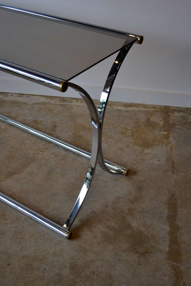 Mid-Century Modern Chrome and Glass Foyer Table by Milo Baughman