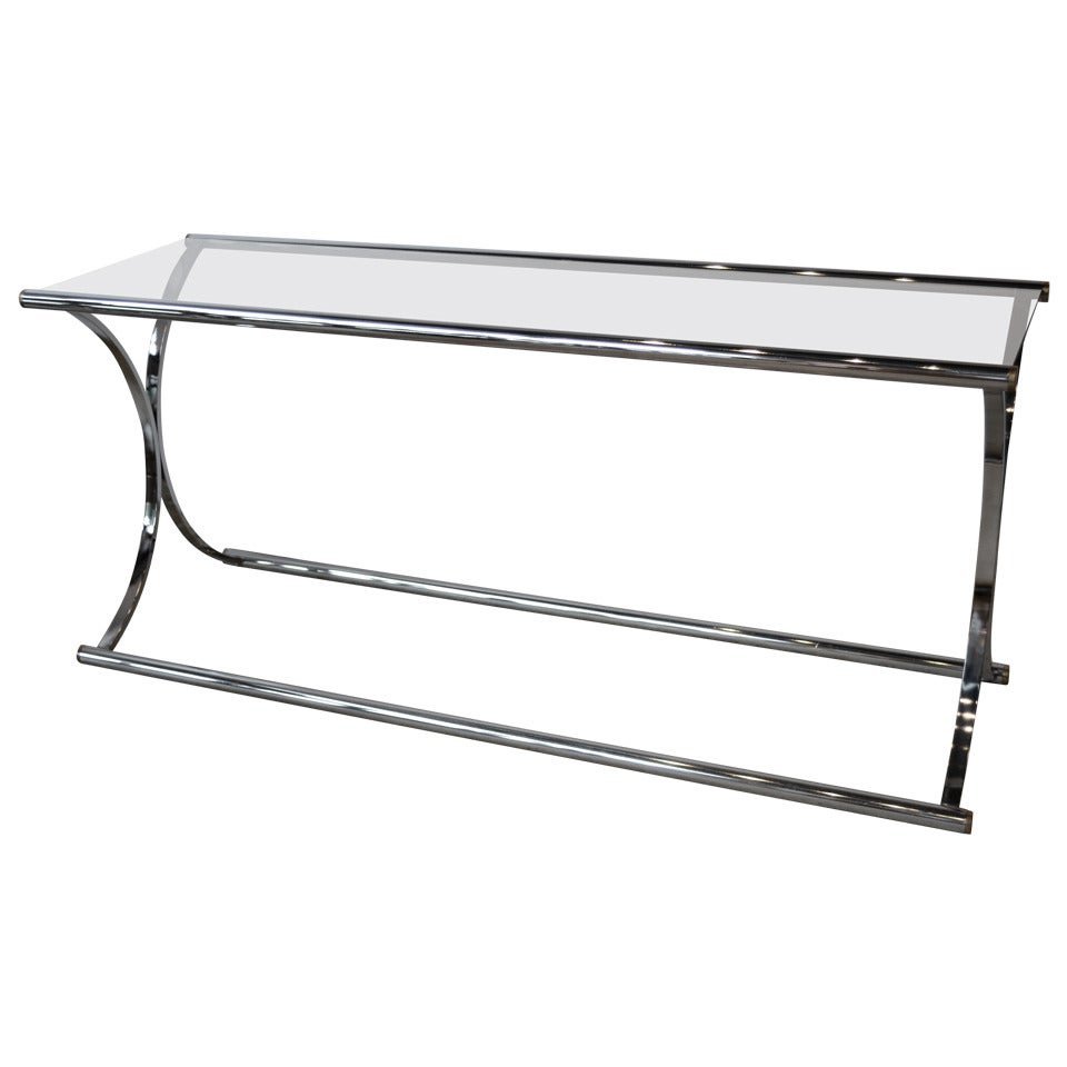 Chrome and Glass Foyer Table by Milo Baughman