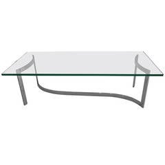 Curved Chrome Base Coffee Table in the Manner of Milo Baughman, italian