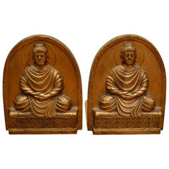 Tiffany Studios Cast Bronze Buddha Bookends, Art Nouveau 7