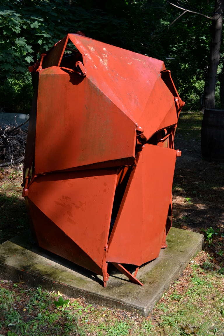 brutalist outdoor metal sculpture by kishida katsuji