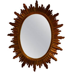 Giltwood Sunburst Oval Mirror, 1960s