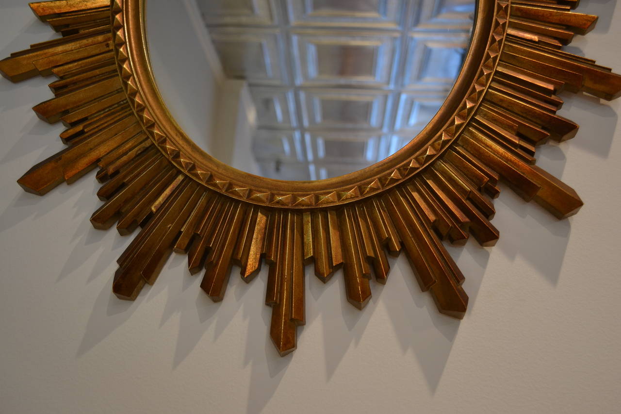 Giltwood Sunburst Oval Mirror, 1960s