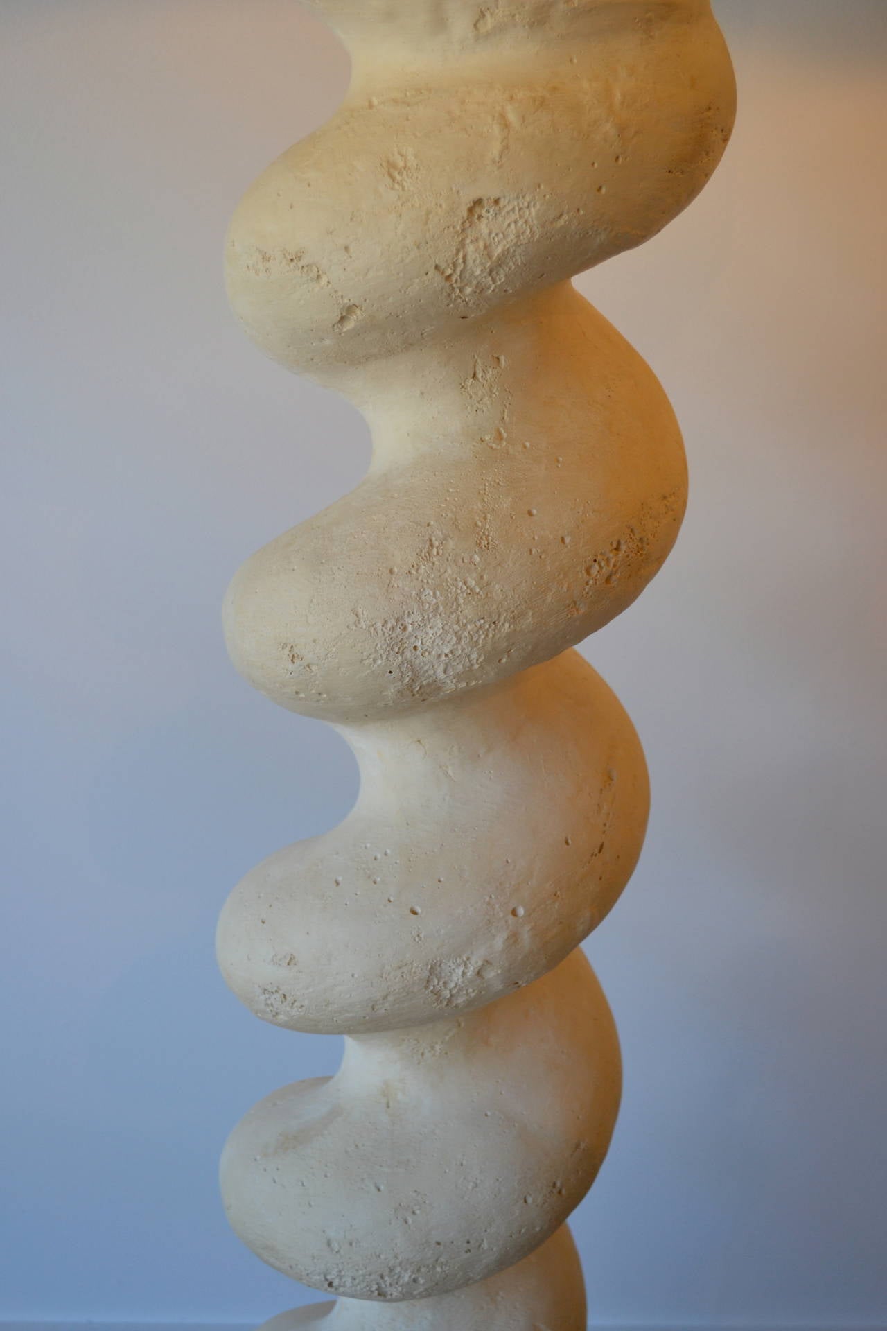 Modern Pair of Huge Cast Plaster Spiral Column Floor Lamps by Michael Taylor, 1980s