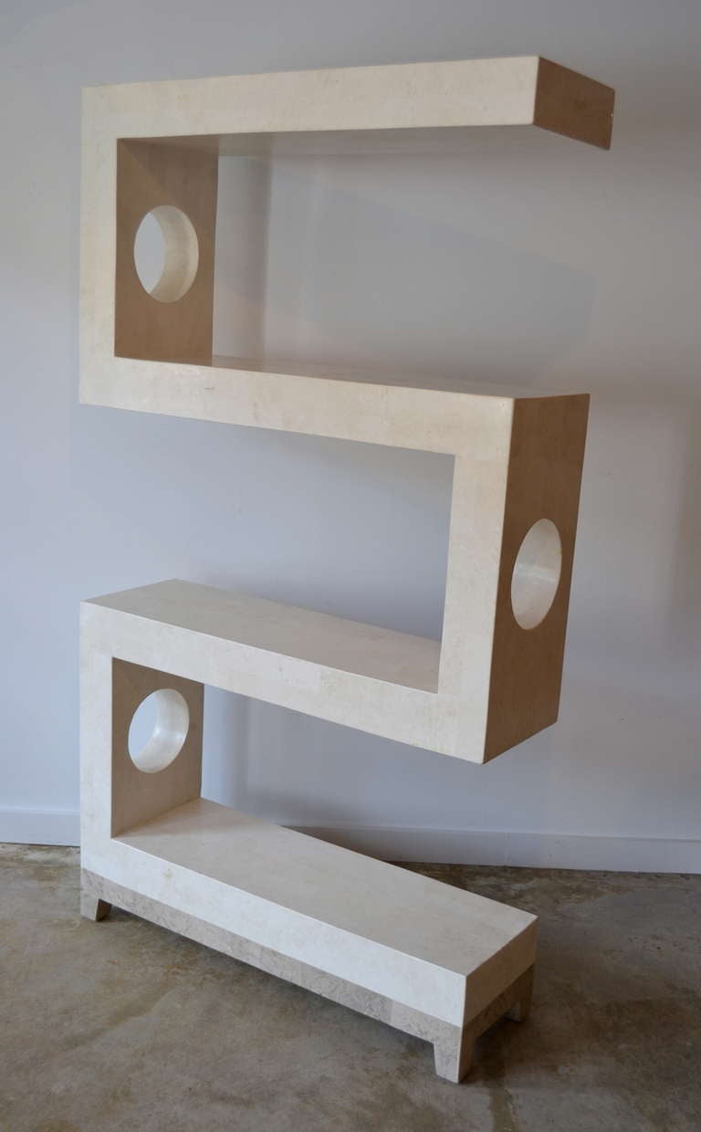 mid century travertine etagere by maitland smith