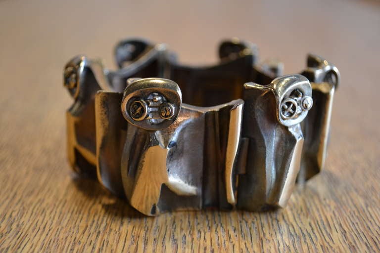 1970's flame bronze metal bracelet designed by bjorn weckstrom.  comes with original brocure, piece is called 