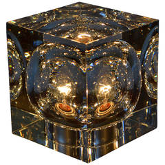 lampe cube en cristal de robert rigot pour baccarat:: france:: années 1970