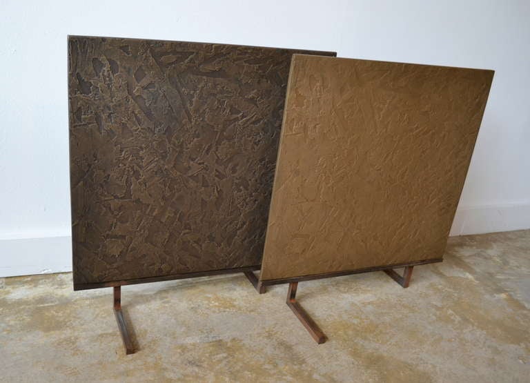 Unknown Bronze Brutalist Square Sculptures In The Style of Harry Bertoia & Paul Evans   For Sale